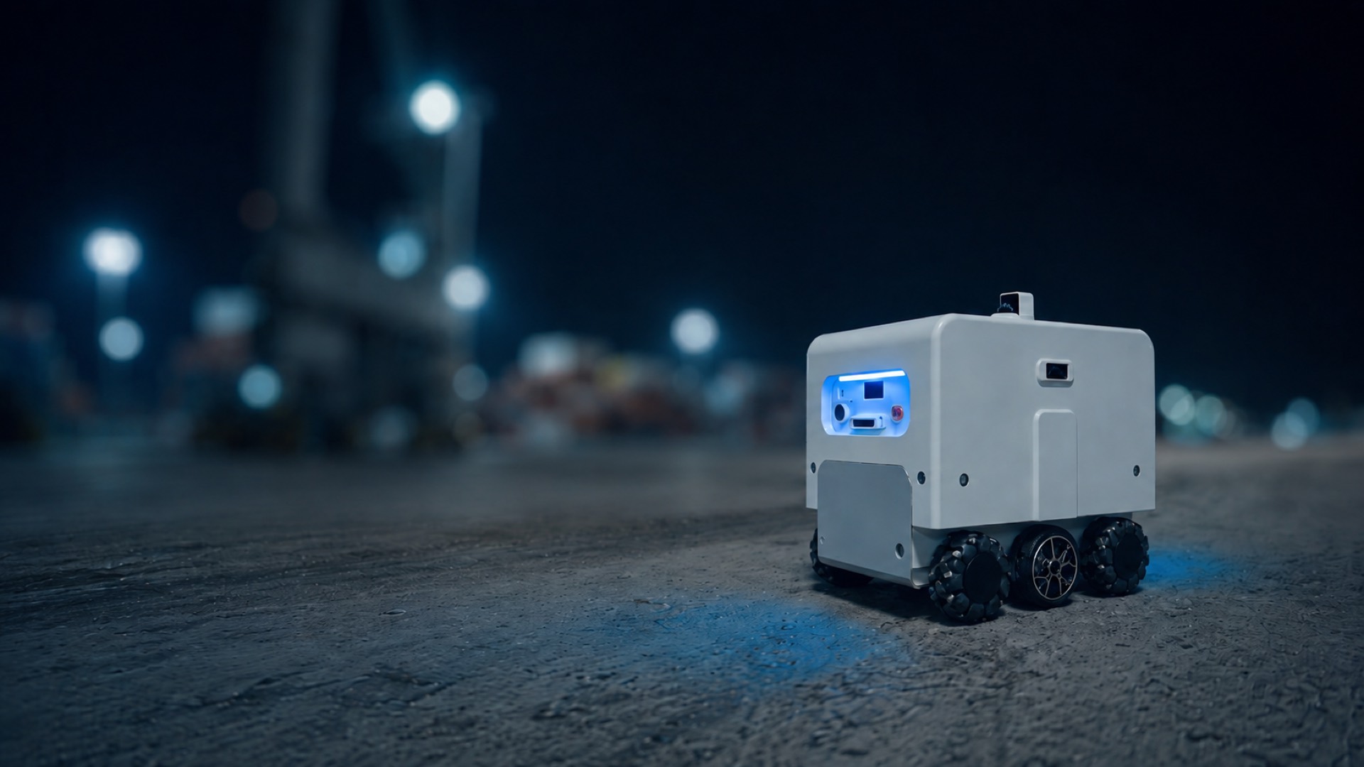 A MongBot autonomous robot operating at night